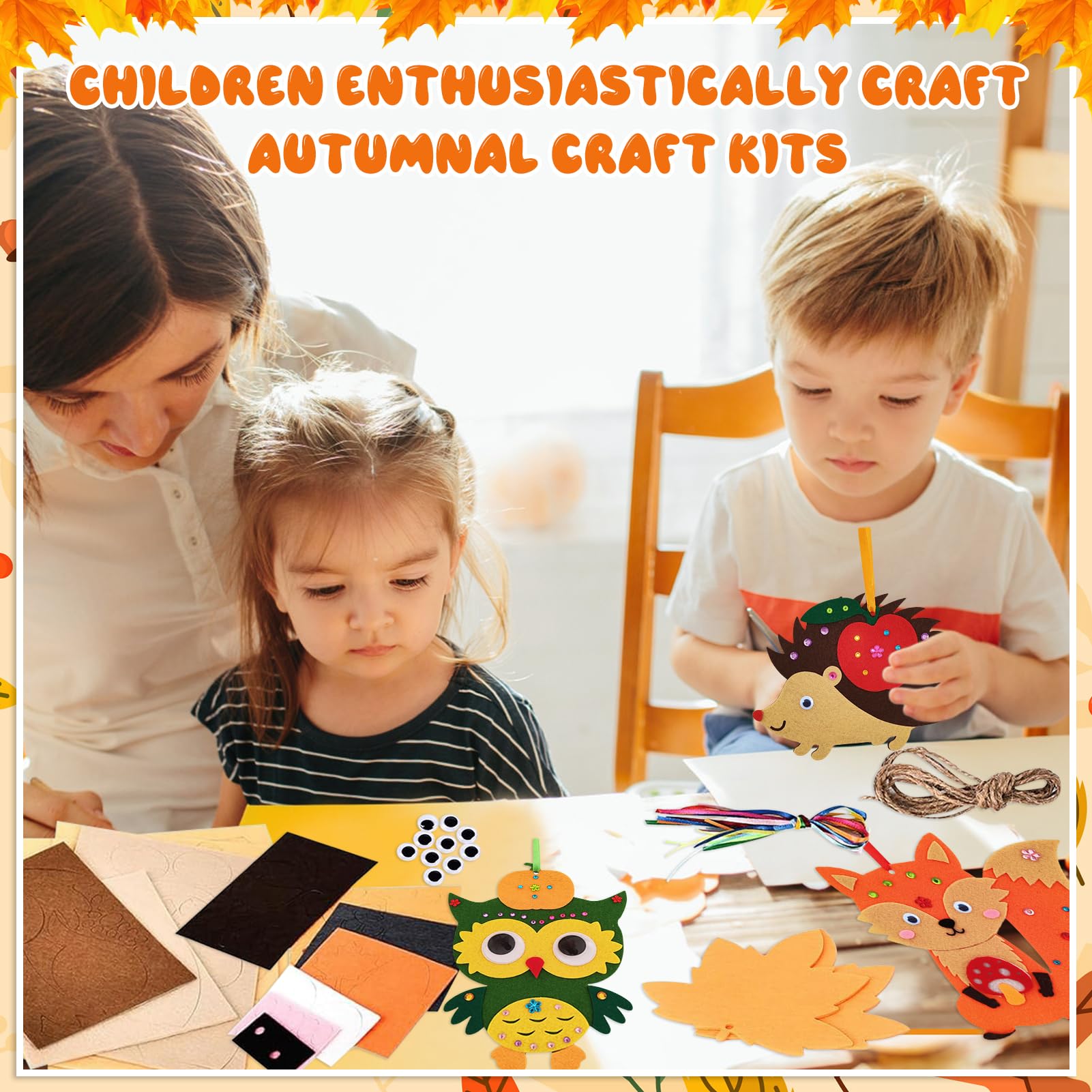 JIEBAO Kit Di Animali Autunnali In Feltro Per Bambini – 12 Pezzi Fai Da Te Per Decorazioni Del Ringraziamento