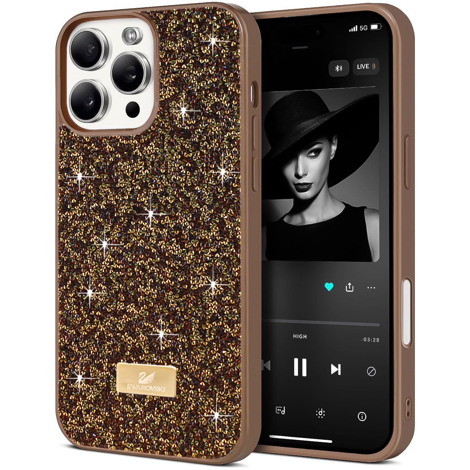 Dl3 Mobilak Case For iPhone 16 Pro Max 6.9-Inch Case Glitter, Sparkle Diamond Crystal Bling Case with Bling, Ultra Thin Lightweight Full Body Shockproof Anti-Scratch Protective Cover