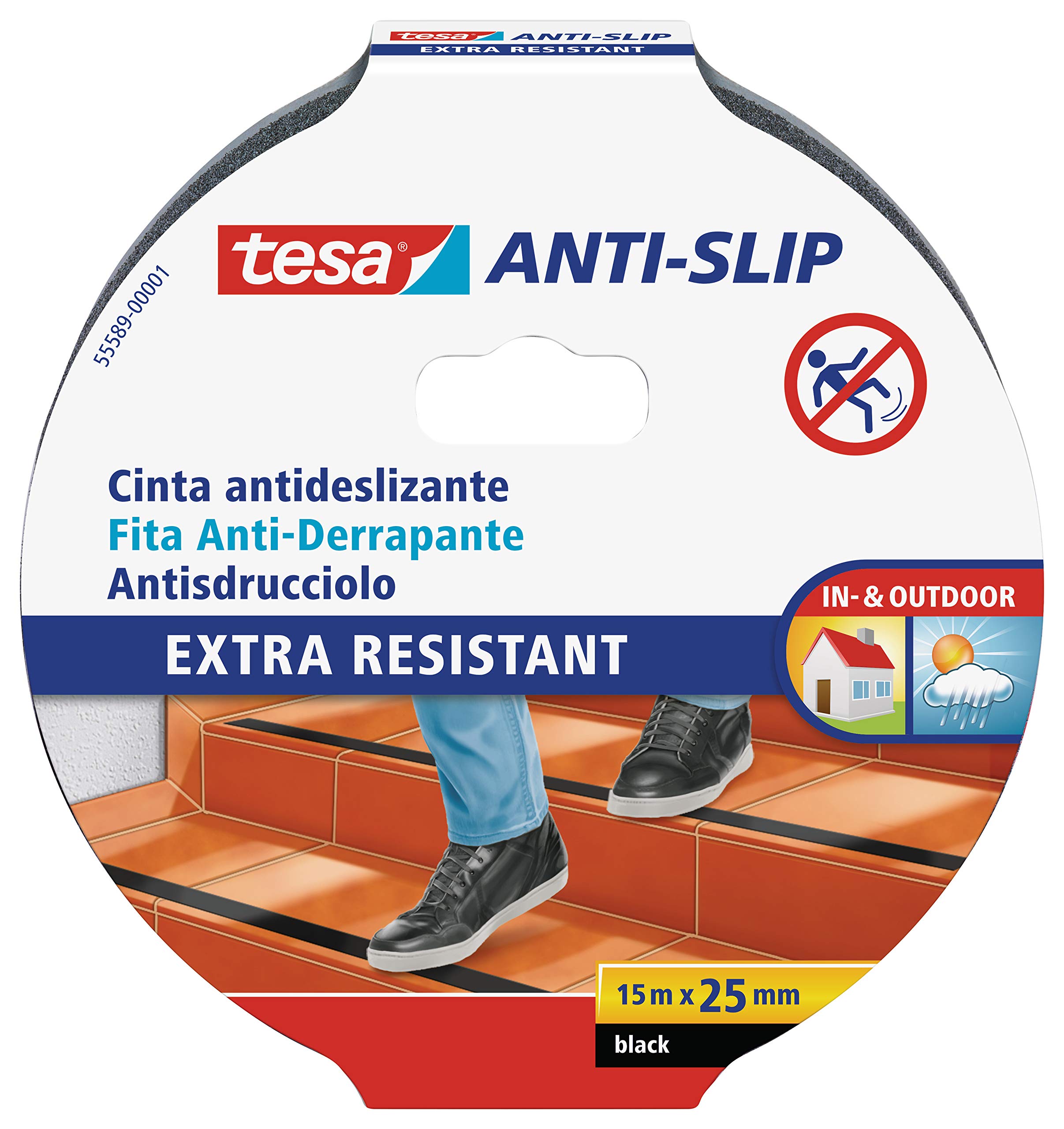 Tesa Anti-Slip Tape - 15m x 25mm, Black