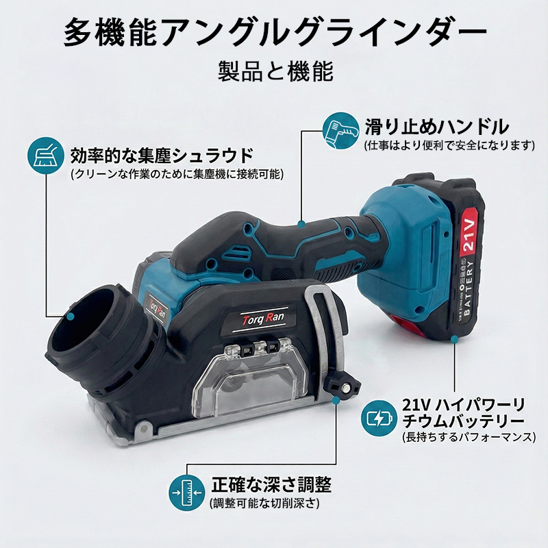 Amazon | 【TorqRan】 ミニディスクグラインダー 充電式 76mm 【大容量