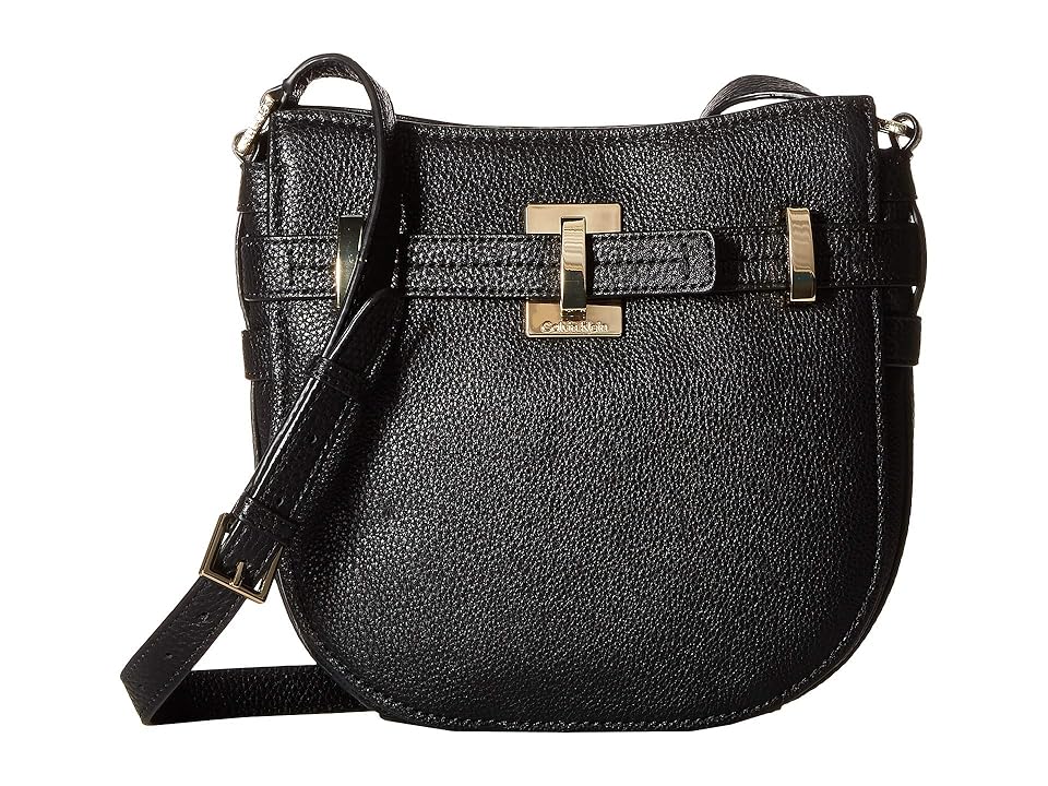 

Calvin Klein Faye Pebble Leather Messenger (Black/Gold) Messenger Bags