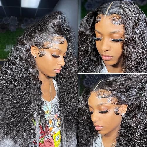 Miniatura 5 de WINOW Pelucas de cabello humano ondulado profundo con encaje frontal, densidad del 180 %, transparente HD, 13 x 4, pelucas de encaje frontal para