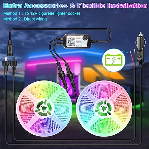 Miniatura 3 de TENDIST Tira de luces para toldo de autocaravana de 50 pies, control de aplicación de luz RGB de 12 V, impermeable IP67, iluminación LED para