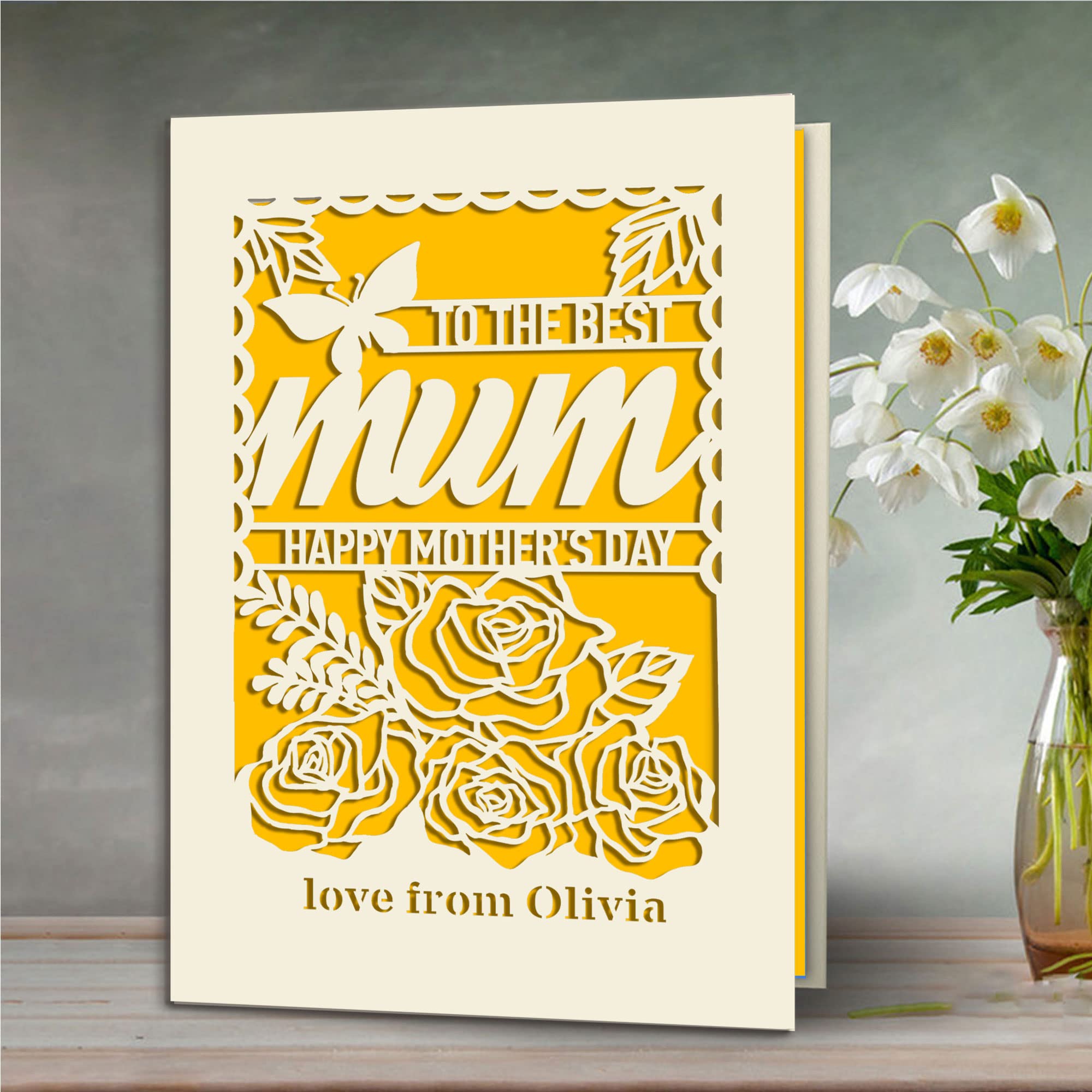 Personalized Happy Mother's Day Card Gift for Her Women Mum Wife Mom Mummy Mother Mama Grandmother Grandma Keepsake Cards to The Best Mom (Gold)