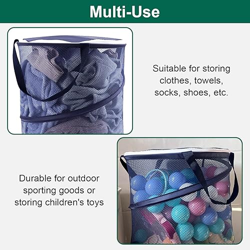 Miniatura 3 de Paquete de 2 cestas de lavandería desplegable con tapa, cesta plegable para la ropa sucia con asas, cestas de ropa sucia portátiles grandes de 75