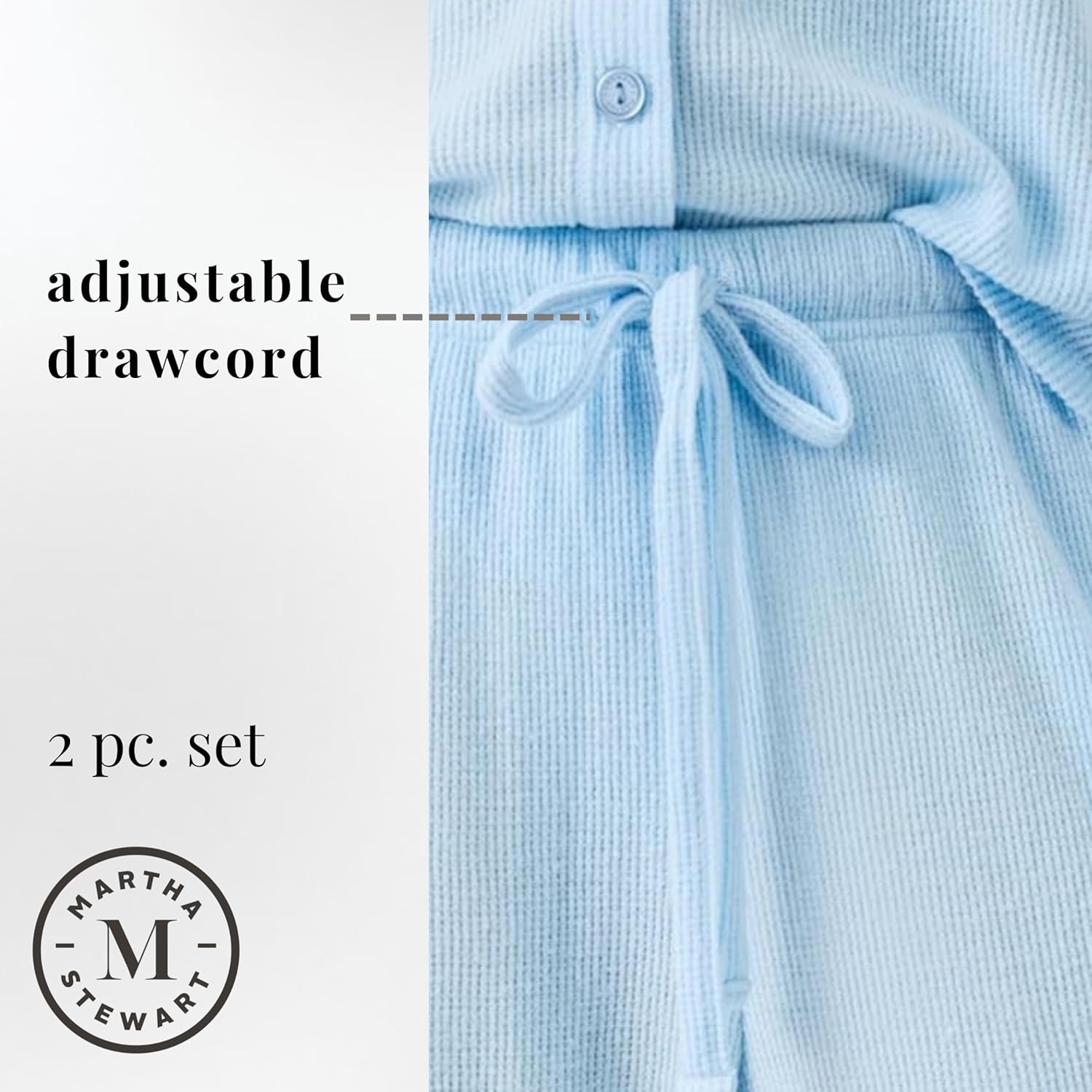 Martha Stewart Women’s Waffle Pajama Set – 2-Piece Long Sleeve Notch Collar Button-Down Sleepwear, Soft & Cozy - Image 5