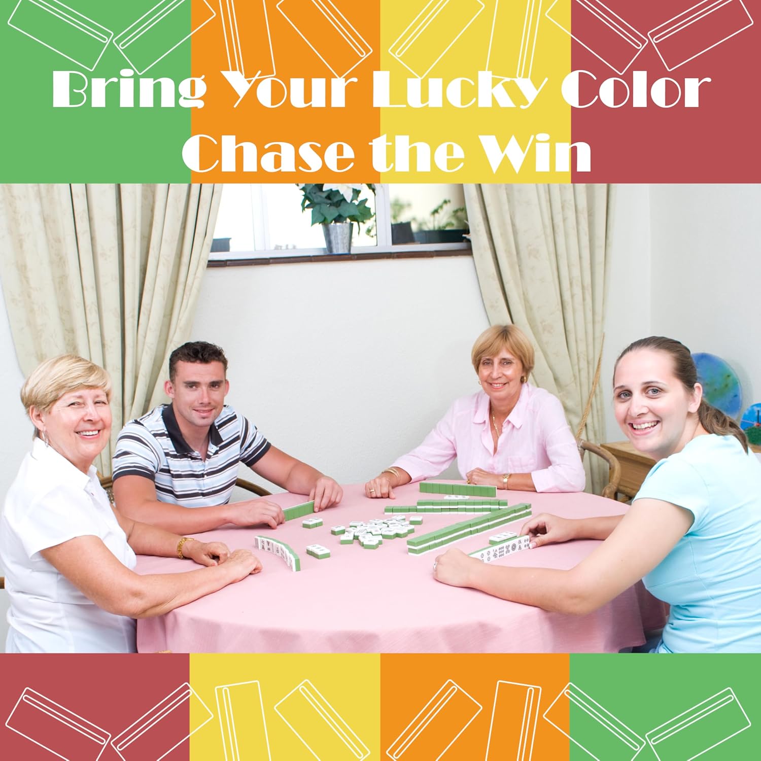 4 Pcs Mahjong Line Finder, Lucky Four-Color Minimalist Windowed Design, Portable, Ideal Gift for Mahjong Beginners (Modern, Multicolor)