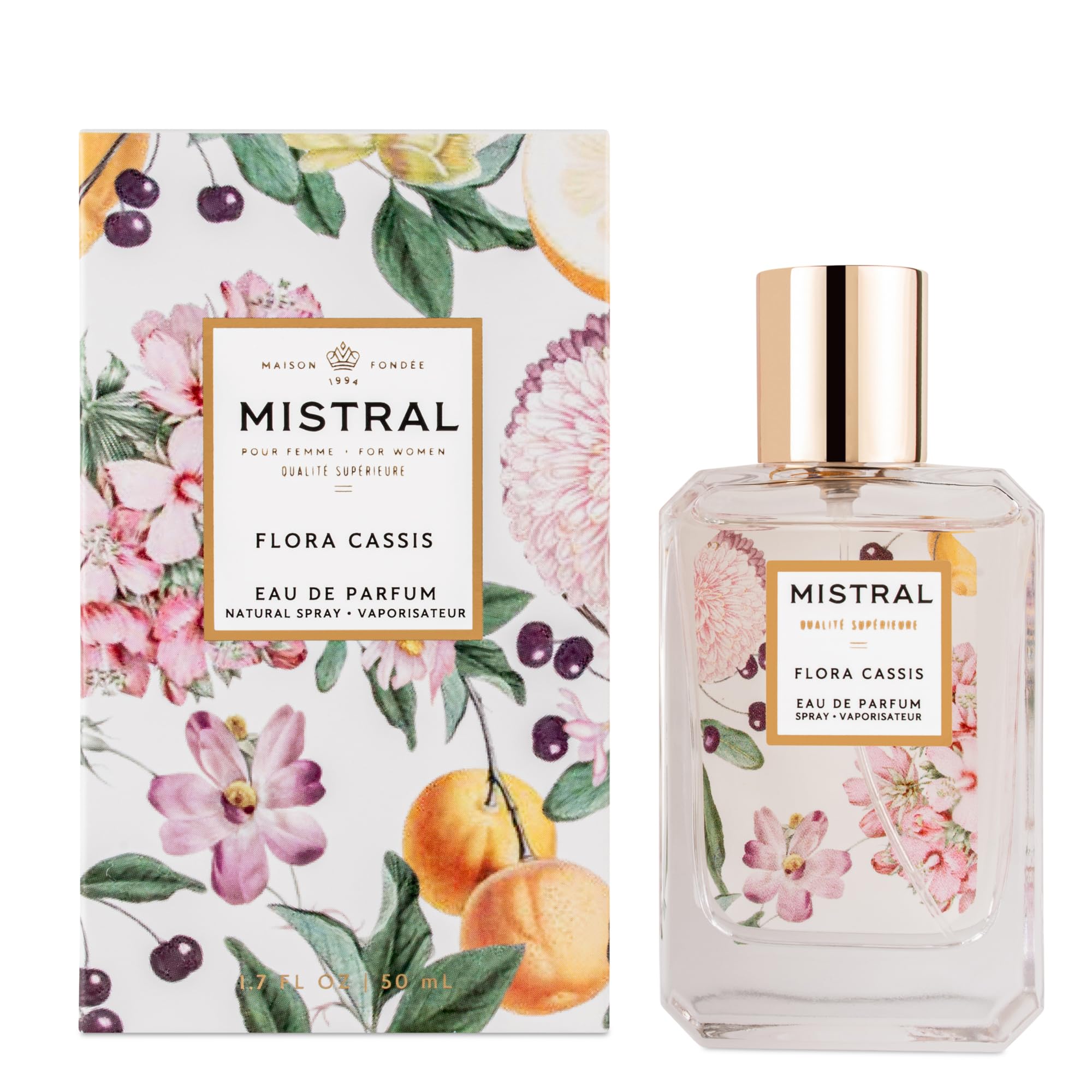 Mistral Flora Cassis Eau de Parfum – Fruity Floral Perfume for Women with Red Fruits, Jasmine & Amber | Paraben-Free, Long Lasting French Luxury