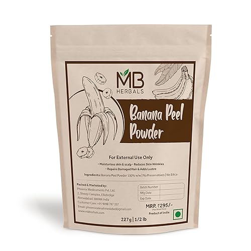 MB Herbals Polvo de cáscara de plátano de 8.01 oz 8 onzas 0.5 libras Polvo de cáscara de plátano para acondicionar el cabello e hidratar paquetes