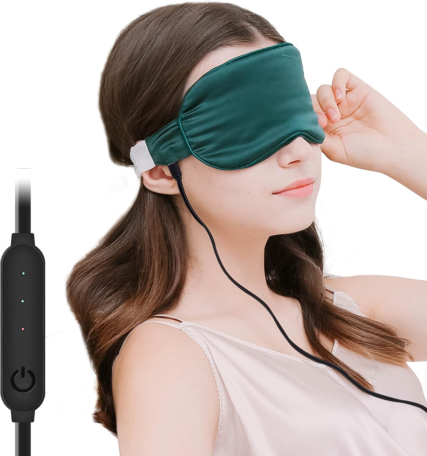 Adalia 100 Silk Heated Eye Mask, Earplugs, USB Steam Eye Mask with Temperature