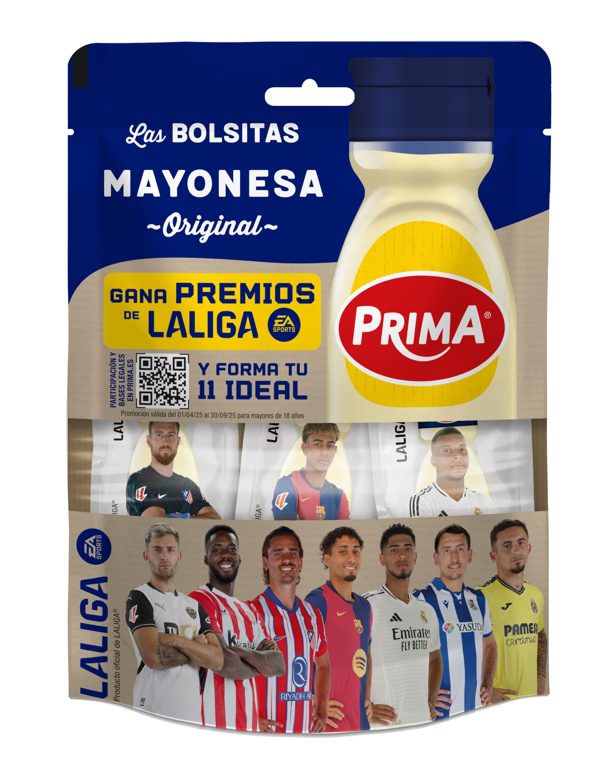 Prima Mayonesa monodosis receta tradicional con huevos 100% origen España 12 bolsitas
