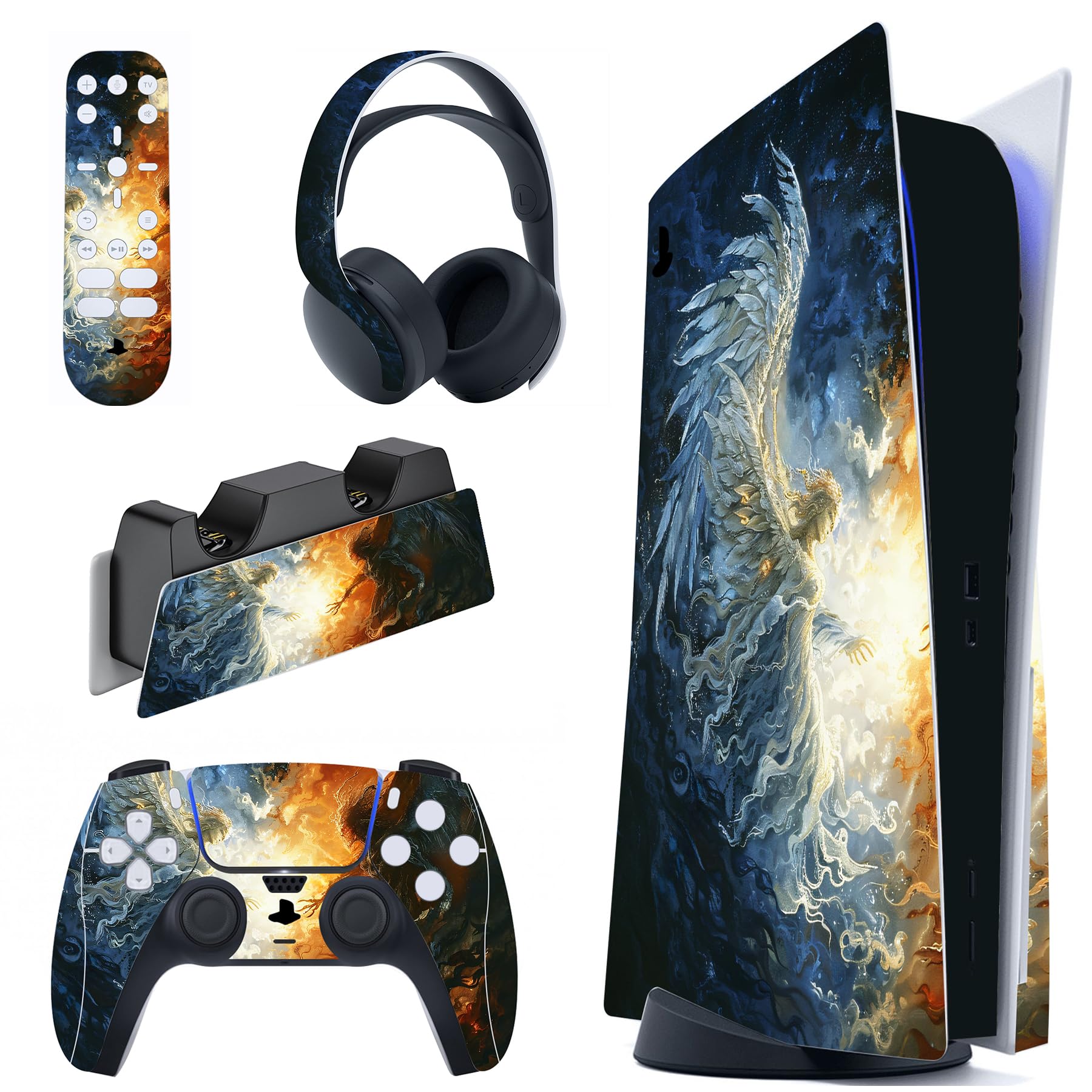 PlayVital Calcomanía Vinilo para ps5 Edición Disc - Pegatina Completa para Consola, Control, Estación de Recarga, Control Remoto y Audífonos, Skins Cubierta Protectora Adhesiva(Grano de Madera) — view 27