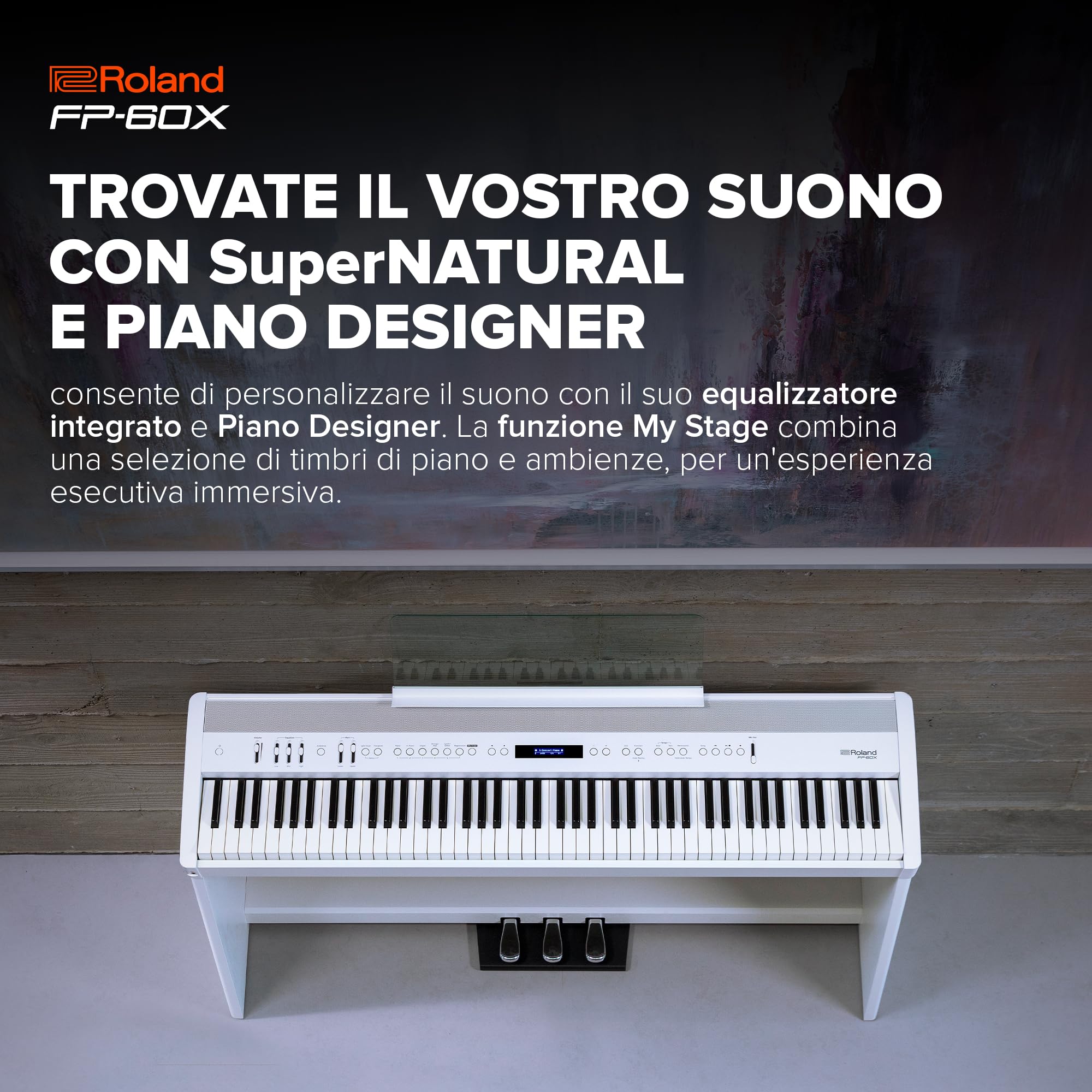Roland FP-60X | Piano Digitale a 88-Note con Prestazioni Pro | Potente Amplificatore e Sistema di Diffusori Stereo Dedicato Incorporati | Personalizzazione del Suono Integrata | Nero