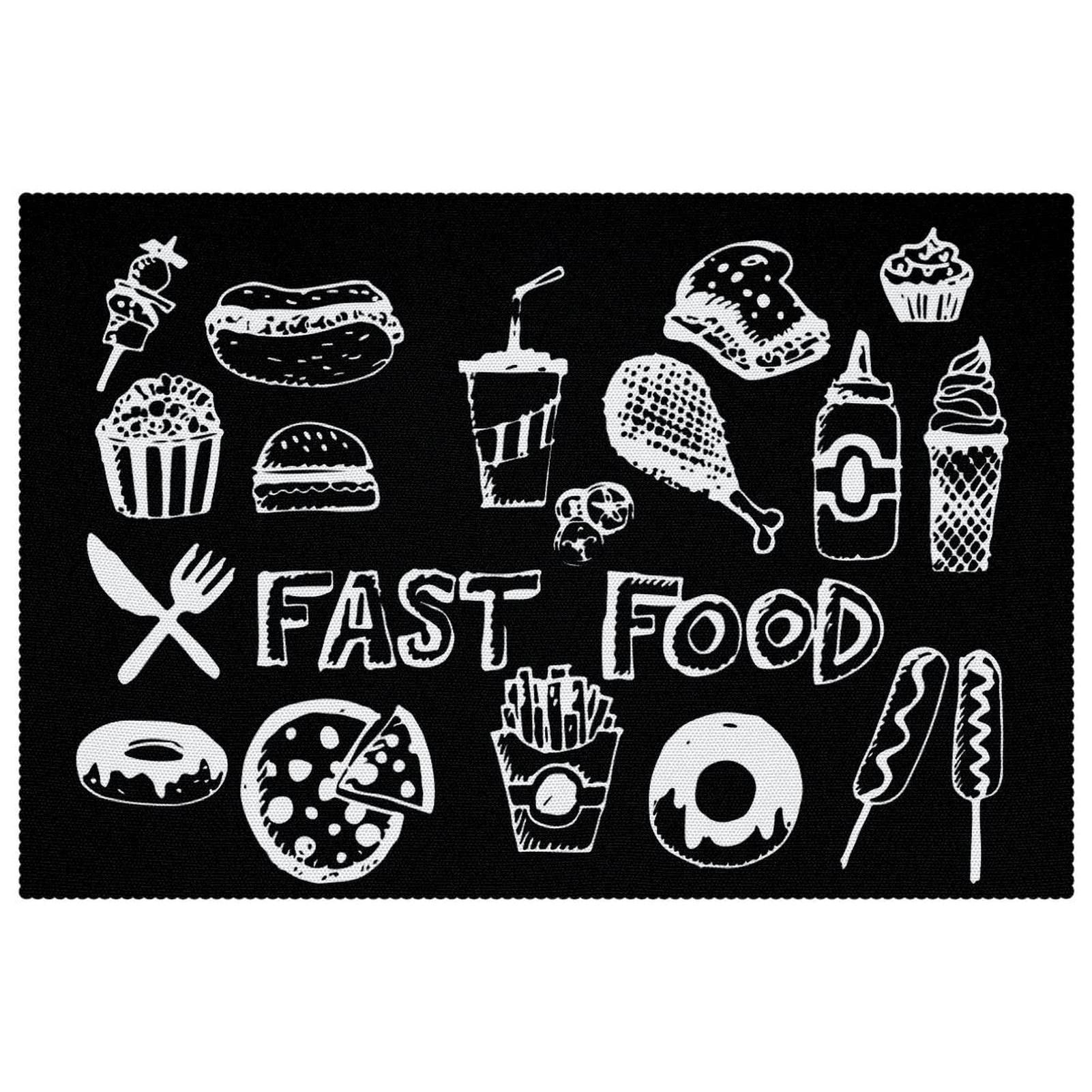 Sets de table Oxford lot de 4 lavables au motif Fast Food