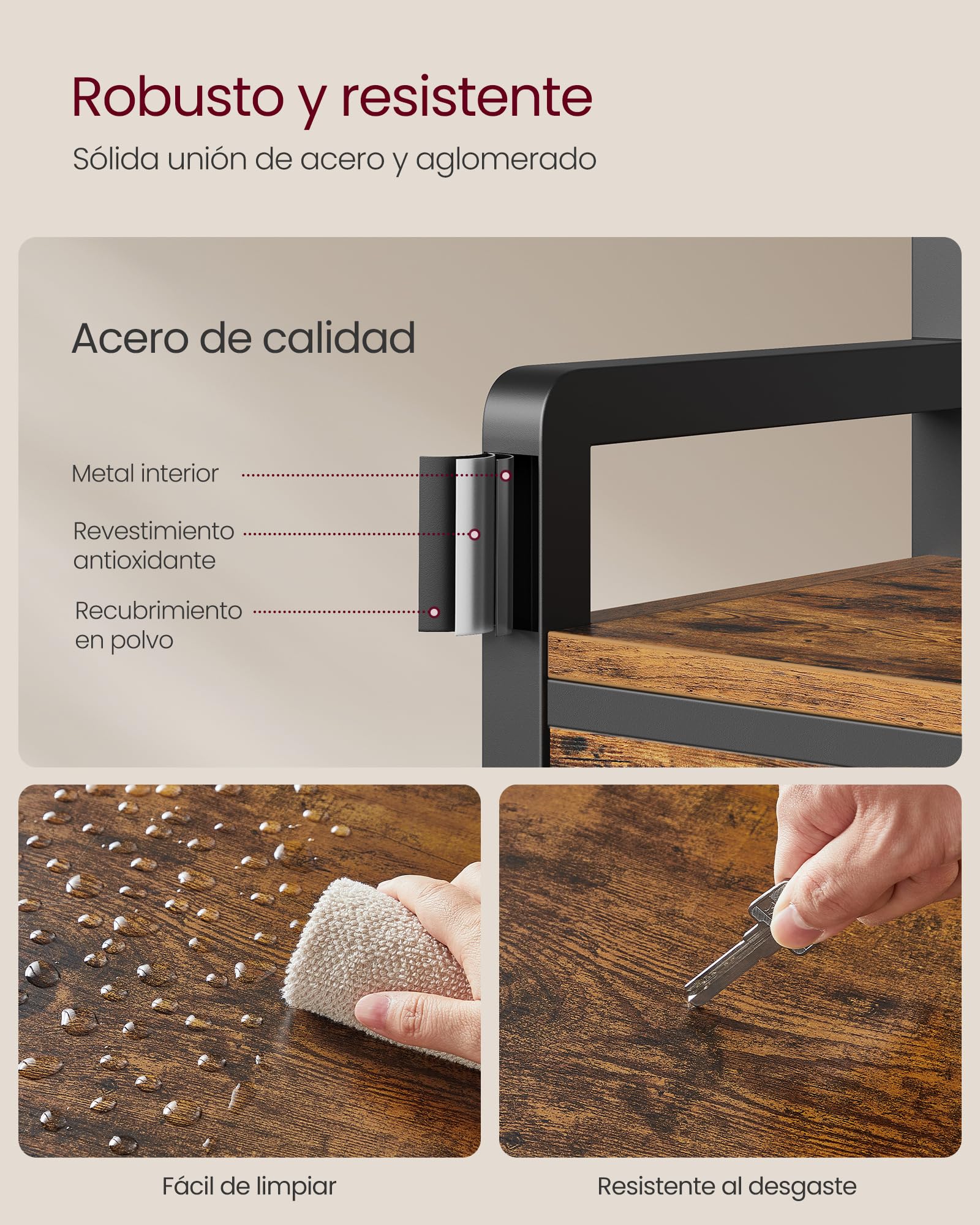 VASAGLE Perchero Recibidor, Mueble de Entrada con 10 Ganchos Extraíbles, 2 Cajones, Banco Zapatero, Diseño Separable, 30 x 80,4 x 181,6 cm, Marrón Rústico y Negro Tinta HSR429B01