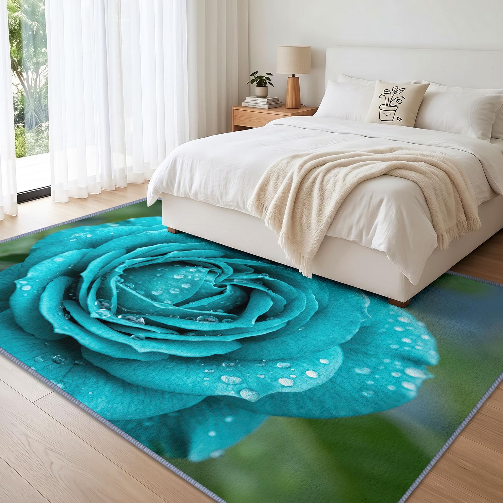 Dywan do salonu różowy niebieski krople wody makro 3D 140 x 200 cm, można