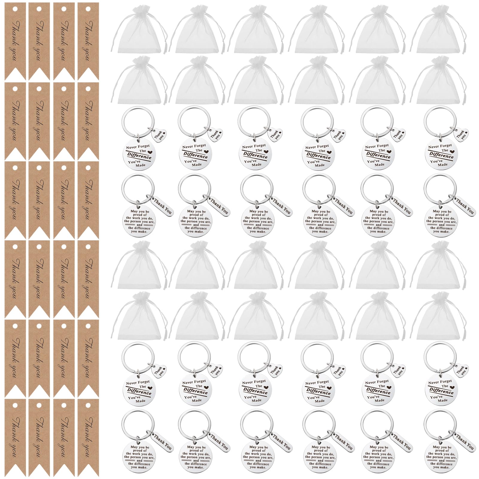 FRIUSATE 72 Pcs Thank You Keychain Gifts