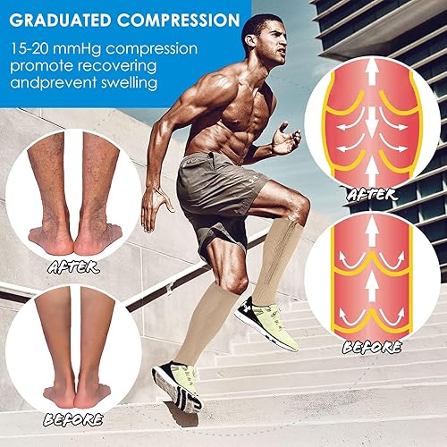 Miniatura 2 de Calcetines de compresión con cremallera, 2 pares de medias de compresión de punta cerrada de 15-20 mmHg para hombres y mujeres