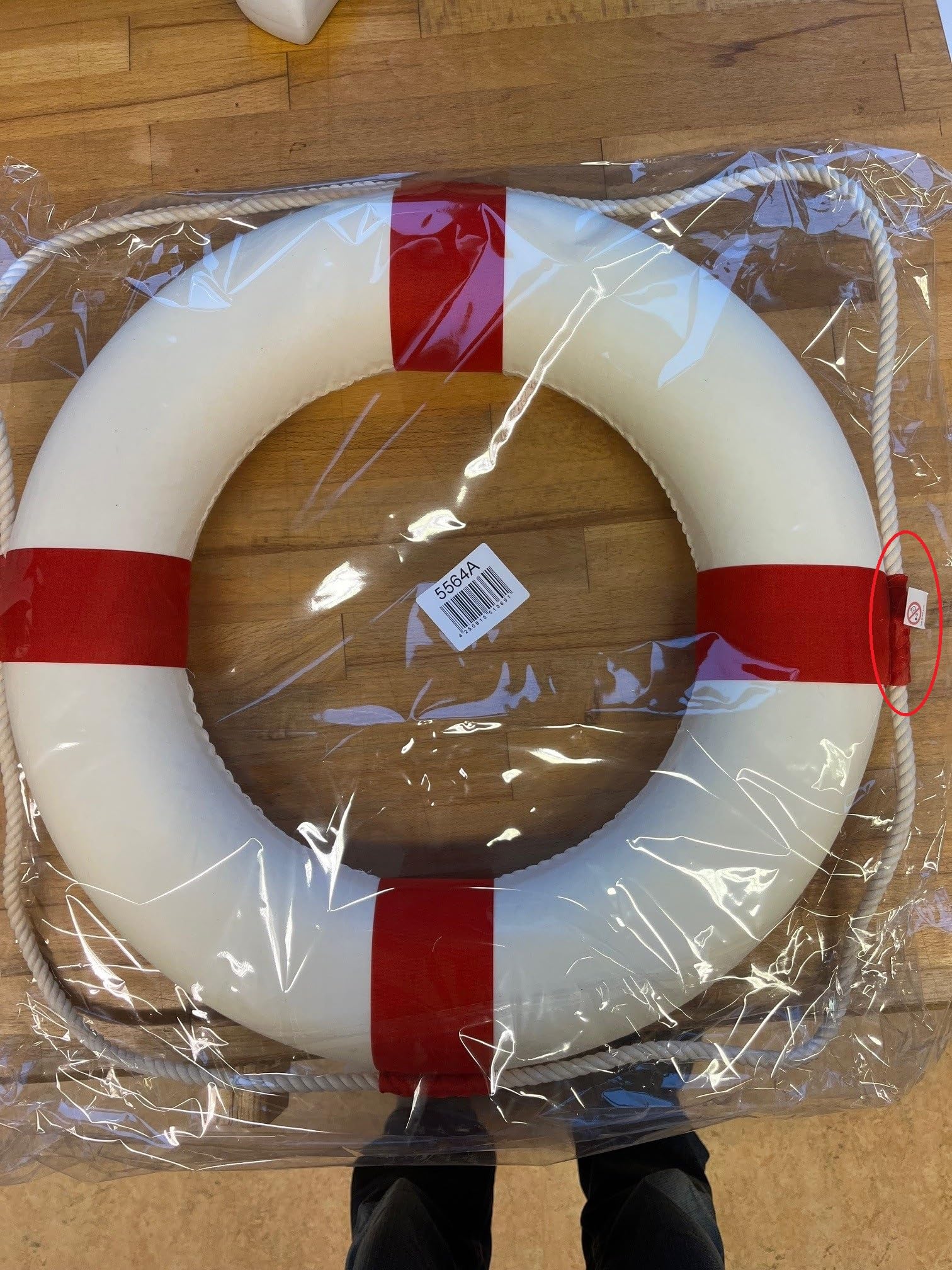 Rot weißer Deko Rettungsring 50cm