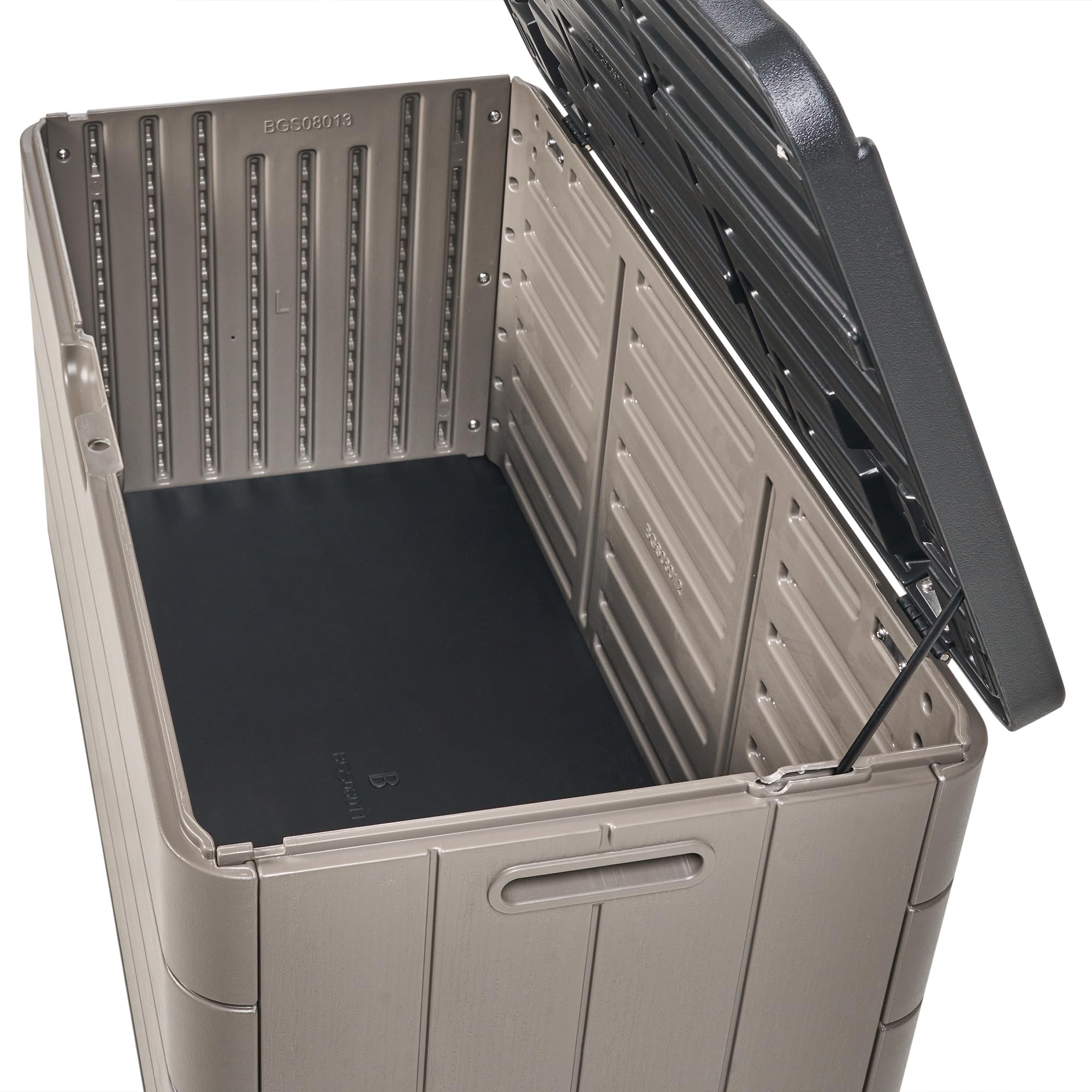 Beliani Arcón para exterior caja de almacenaje de jardín 116 x 60 cm ruedas de plástico marrón Milies
