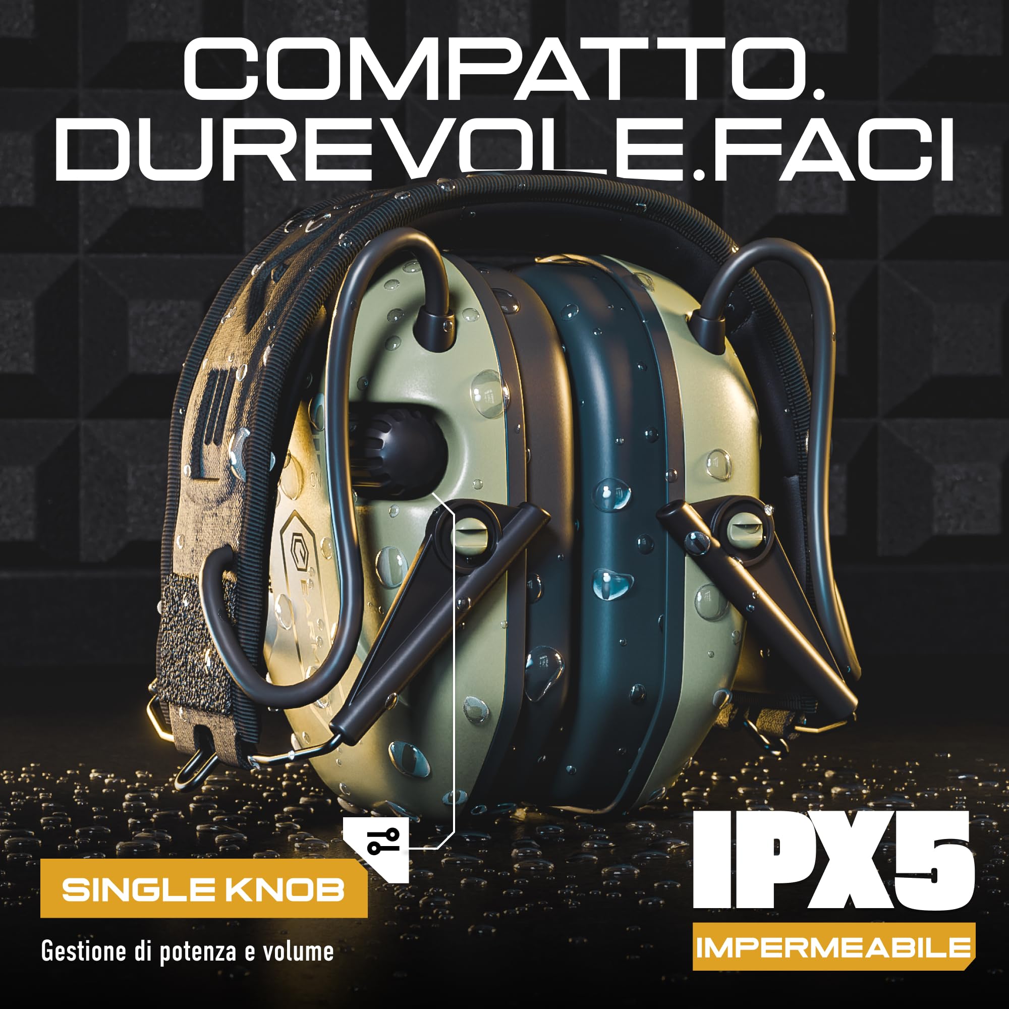 Earmor M300A, protezione dell'udito elettronica, protezione dell'udito, protezione per le orecchie, attenuazione del rumore per caccia, tiro, SNR 29 dB, regolazione dinamica del rumore