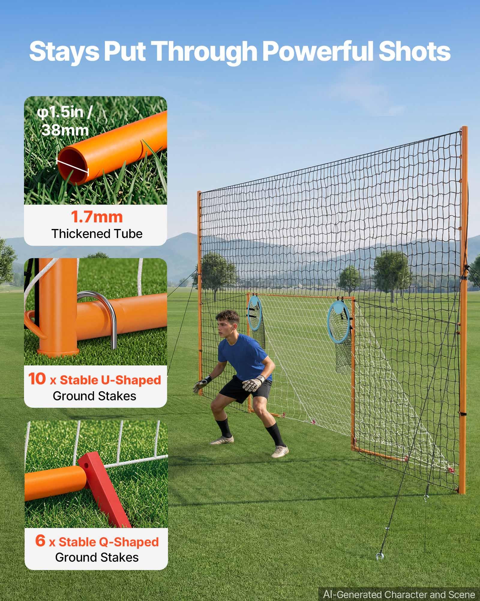 VEVOR Fußballtor, Rückprallnetz, Rückenlehne und Ziele