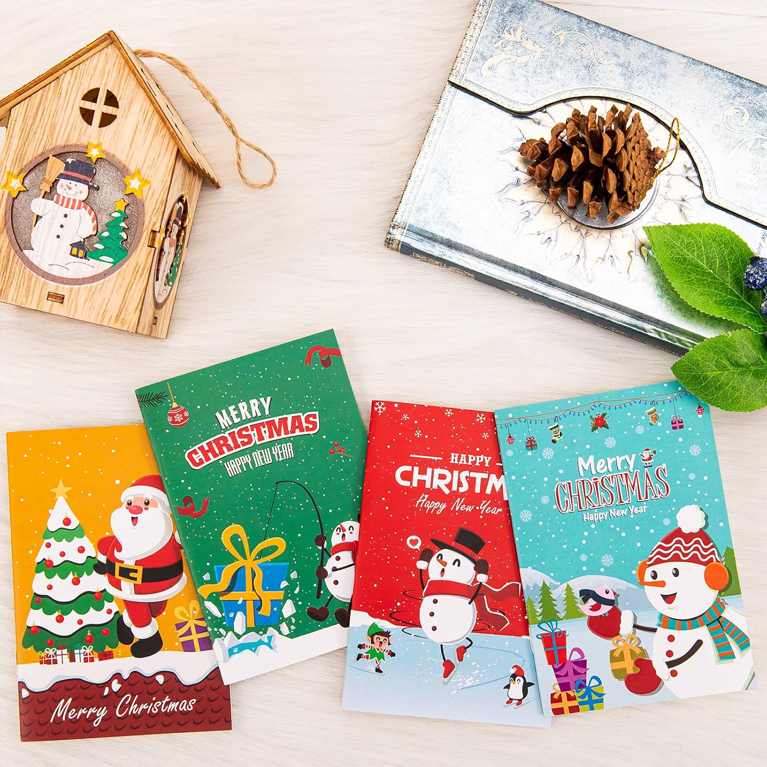 Whaline 24pcs Christmas mini Notebook mini memo pad Christmas Theme Small Notebook Pocket Notebook for Xmas Party Favor Supplies Goodie Bag Stuffer 3.3 x 5in - Image 4