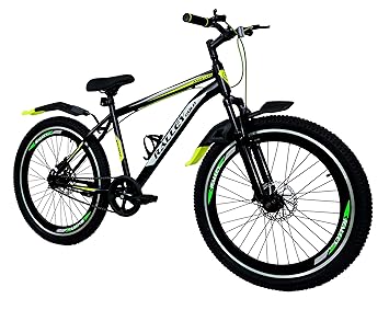 Ralley Jaguar 2.0 26T Full Size Bicycle | Front Suspension | Dual Disc Brakes | Triple Wall Alloy Rims | Single Speed | Matt Finish | Non Gear Cycle (Black/Green)
