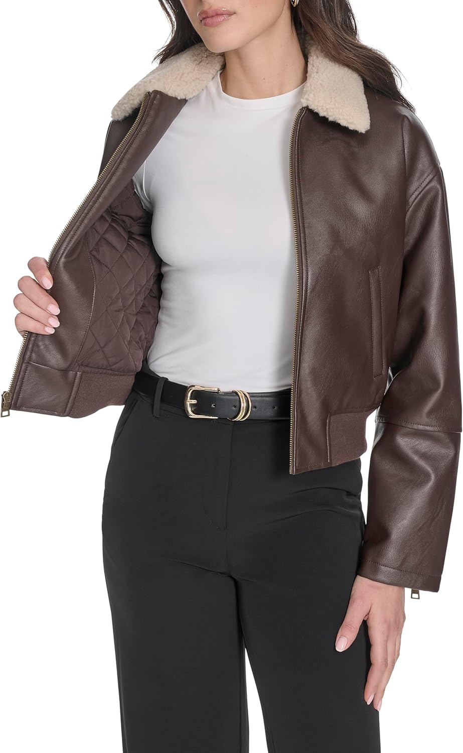 Levi's Women's Faux Leather Bomber With Laydown Collar - Image 6