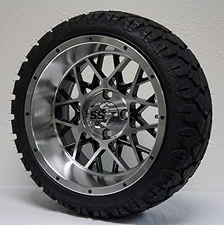 14" VENOM Machined/Black Wheels and 20x8.50-14 STINGER DOT All Terrain Tires Combo - Set of 4