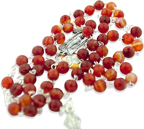 Vista 3 de Venerare Hermoso rosario católico italiano con cuentas de vidrio