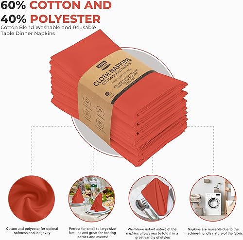 Vista 135 de Utopia Kitchen - Servilletas de tela color gris acero, 12 unidades, 18 x 18 pulgadas, mezcla de algodón, lavables y reutilizables, para hotel