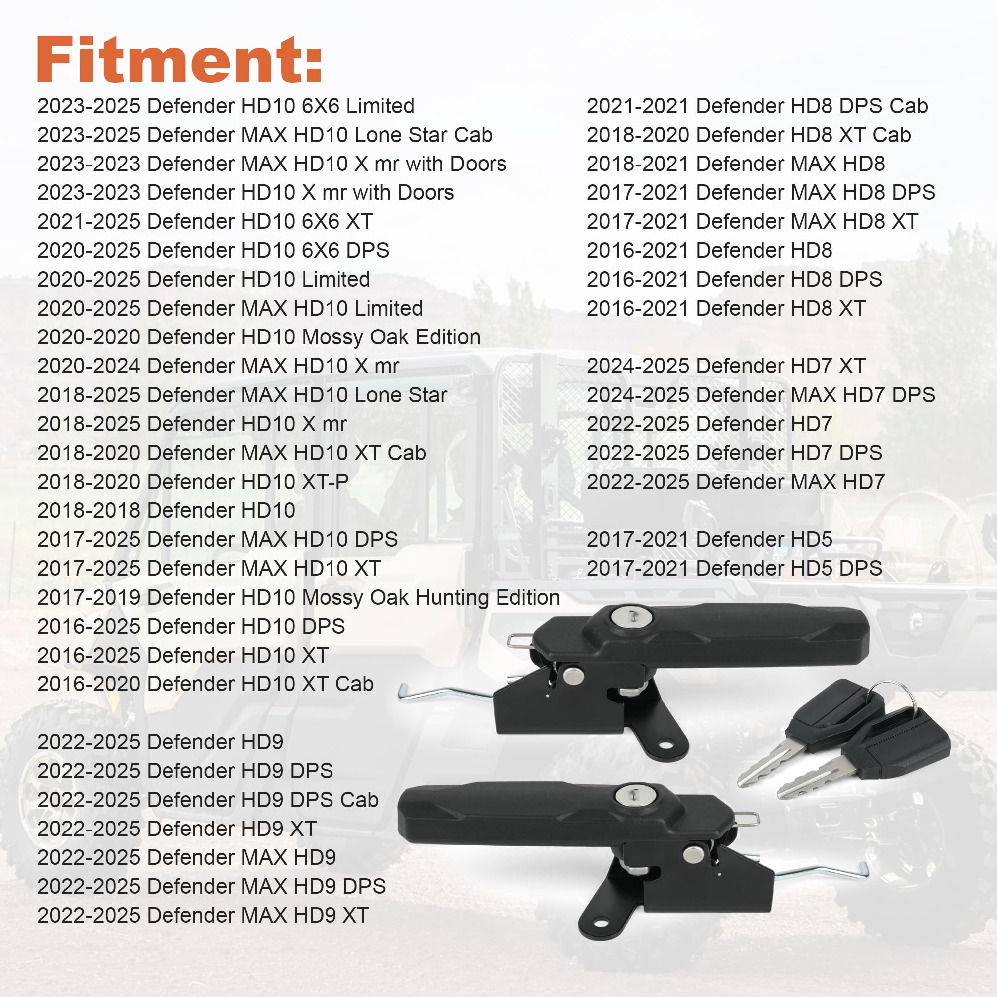 Amazon.com: Front Deluxe Cab Full Door Handle Locks UTV Side-by