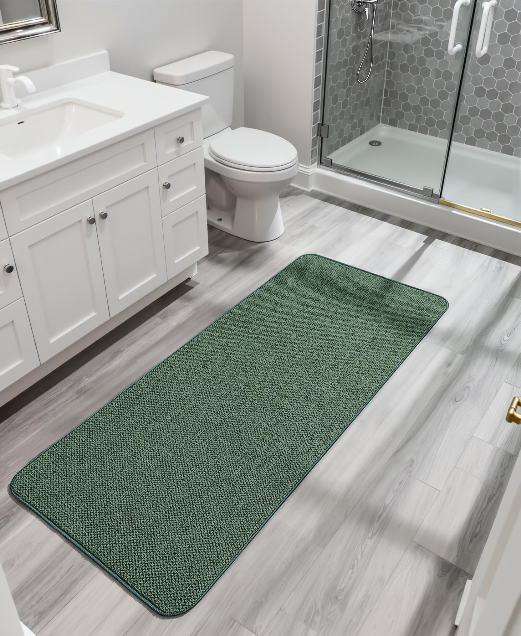 Tapete de baño, ultra delgado, tapete de baño grande para baño, secado rápido, antideslizante, lavable a máquina, pelo bajo, alfombra de baño, ducha exterior, fregadero, accesorios de decoración del