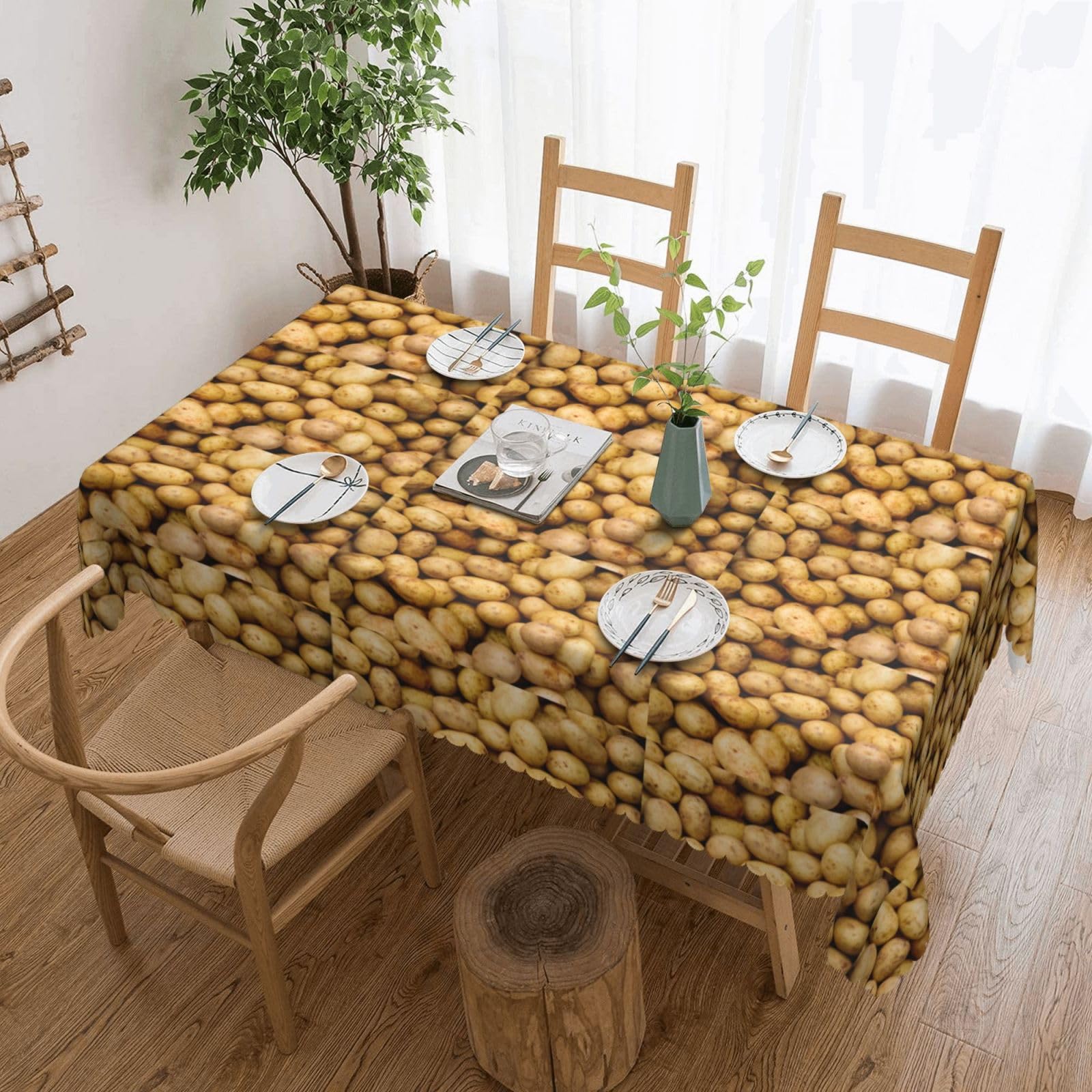Nappe rectangulaire imprimée pommes de terre de jardin pour buffet