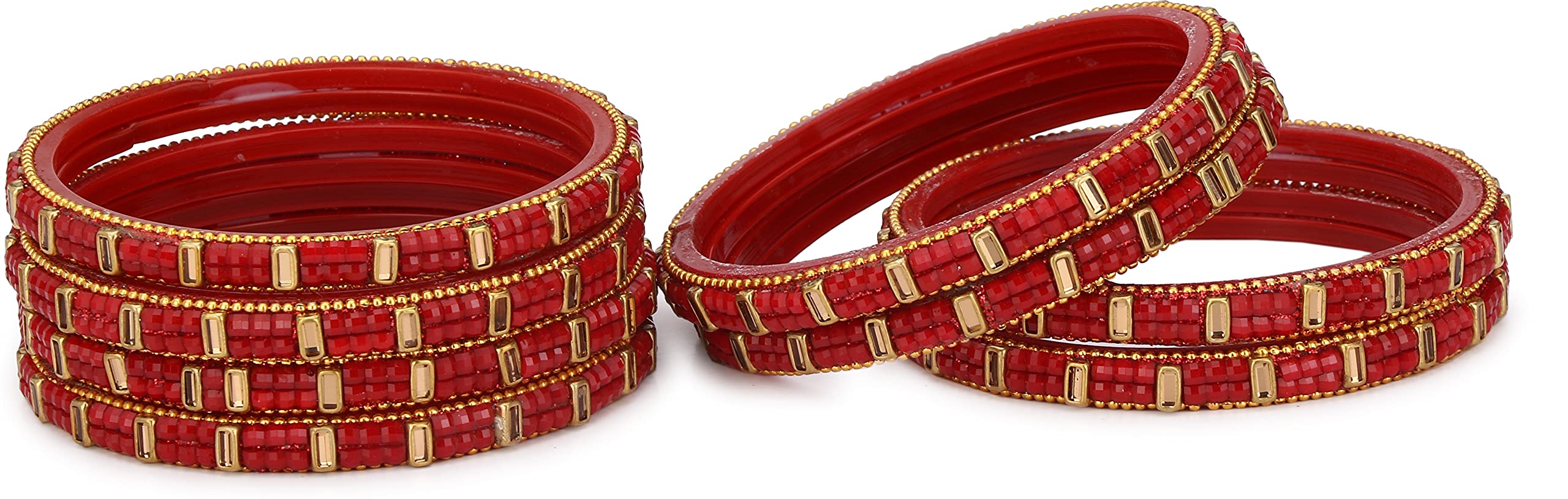 Somil Womens Designer Base Metal Glass and Opal Bangles/Kungan/Kada Set for Wedding, Festival, Workplace, Party, Traditional, Designer, Ornamented with Stone (Red) (2.4) (B0D5D2DYH3) Amazon Price History, Amazon Price Tracker