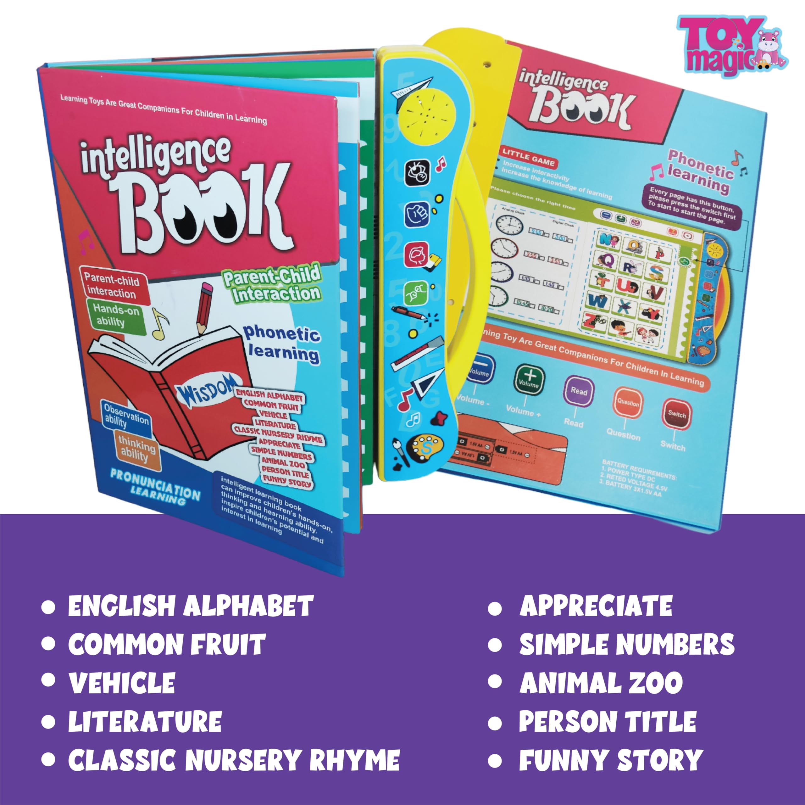 ToyMagic Intelligence Phonetic Learning E-Book|Activity With Alphabet,Numbers,Shapes,Animals,Nursery Rhyme|Birthday Gift|Interactive Musical Toy Book For Kids 3+|Improve Thinking Ability|Made In India - Image 8 thumbnail