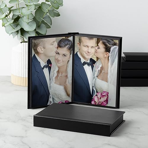 Miniatura 3 de Neil Enterprises Inc. Álbum de fotos autoadhesivo de cuero negro de 6 x 9 pulgadas, capacidad para 20 fotos