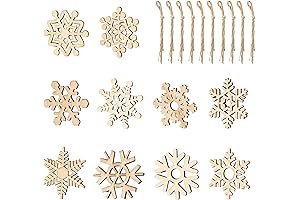 10 Pack Large Unfinished Wood Christmas Snowflake Ornaments for Crafts