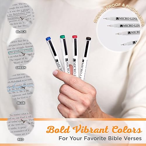Miniatura 4 de Christian Art Gifts Veritas Micro-Line - Bolígrafos de punta fina de colores, no tóxicos, sin manchas, limpios, duraderos y a base de agua para