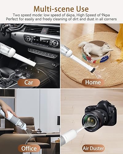 Miniatura 6 de Smerkod Aspiradora de automóvil con succión fuerte de 9000 Pa, aspiradora de mano y plumero de aire 2 en 1, mini aspiradora inalámbrica recargable