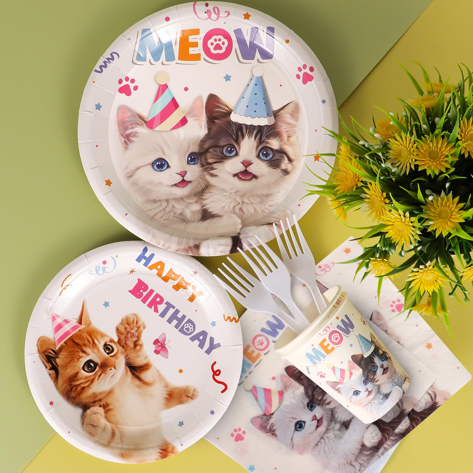Cat Party Plates & Supplies - Birthday Decorations -3