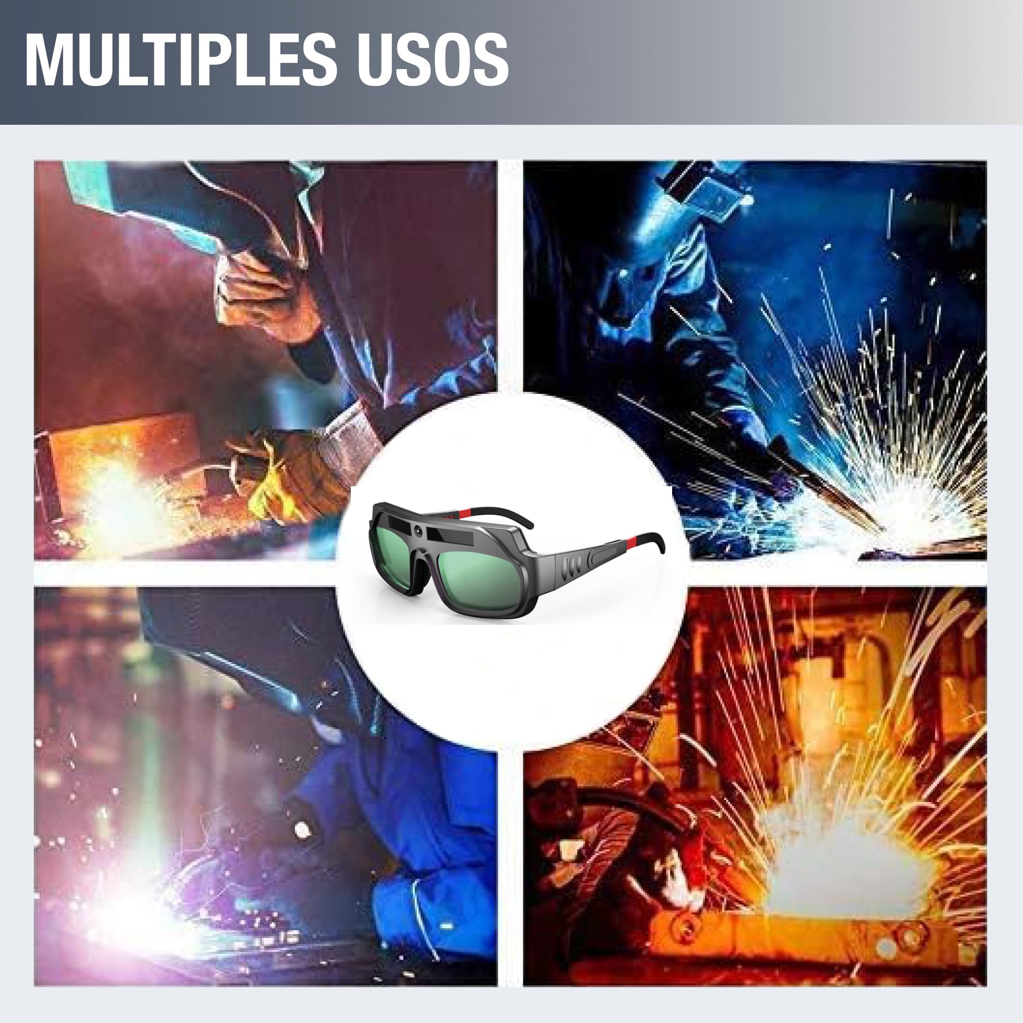 Gafas de Soldadura con Oscurecimiento Automático Ajustables para Energía Solar + 11 Protectores de Repuesto + Correa de Sujeción + Funda - Gafas Proteccion Trabajo y Construccion| 3-Stars