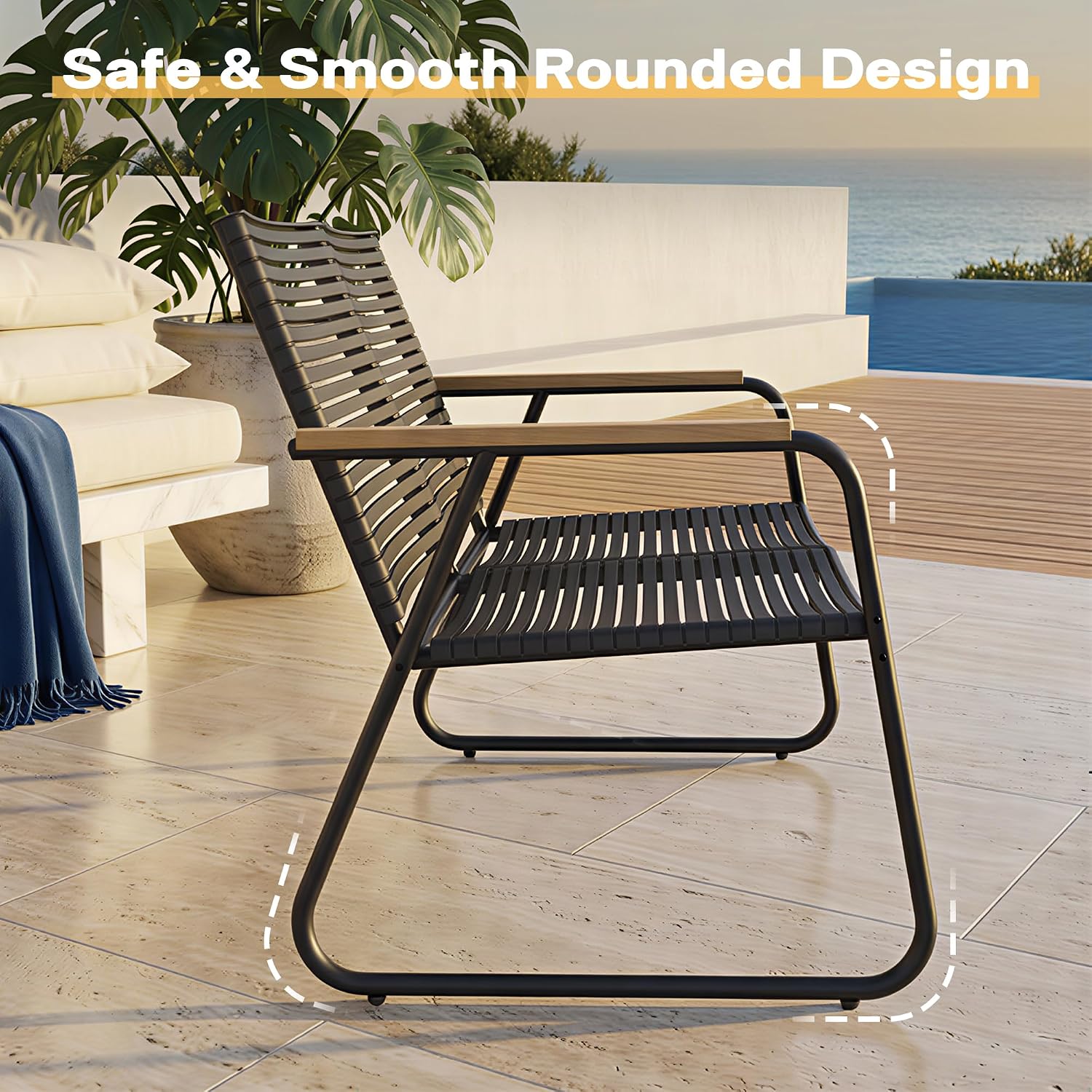 4-Piece Outdoor Patio Furniture Set with 4 Chairs & Glass Table, Weather-Resistant Outdoor Conversation Set for Balcony, Backyard & Small Spaces