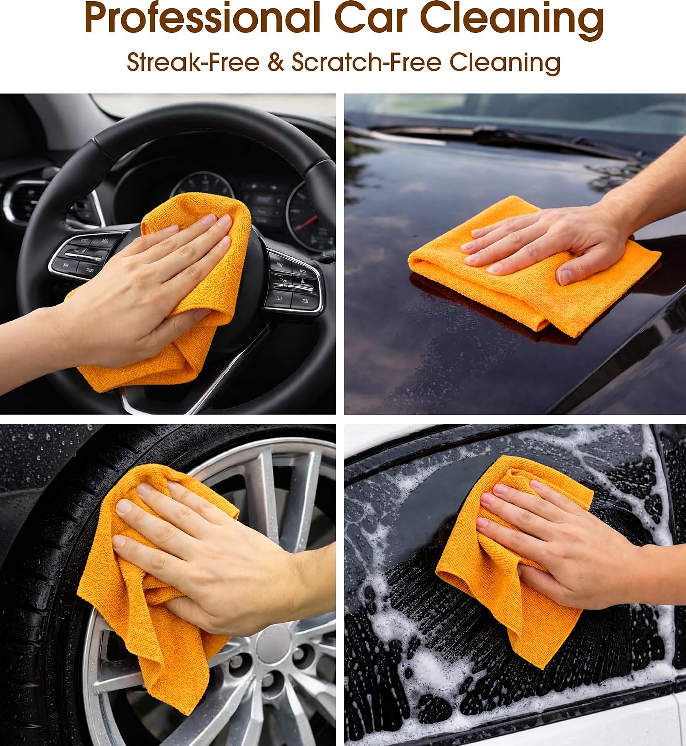 Microfiber Cleaning Cloth Roll, 100 Pack 12 x 12 Inch Tear Away Reusable Paper Towels, Thick Cleaning Towels, Absorbent Lint Free Washable Rags for Kitchen, Car, Garage and Workshop - Apricot Orange image 2