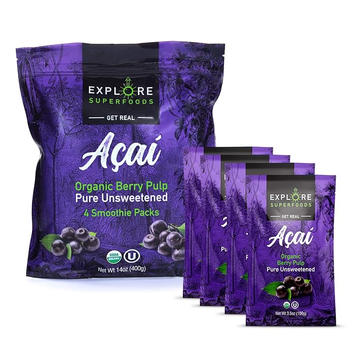 Buy Explore Superfoods Organic Açaí Frozen Puree Packs Pure Unsweetened