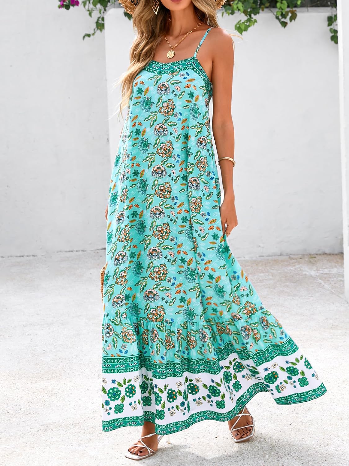 BTFBM Casual Women Summer Maxi Dresses 2026 Loose Sleeveless Sundress Spaghetti Strap Boho Long Dress Vacation - Image 5