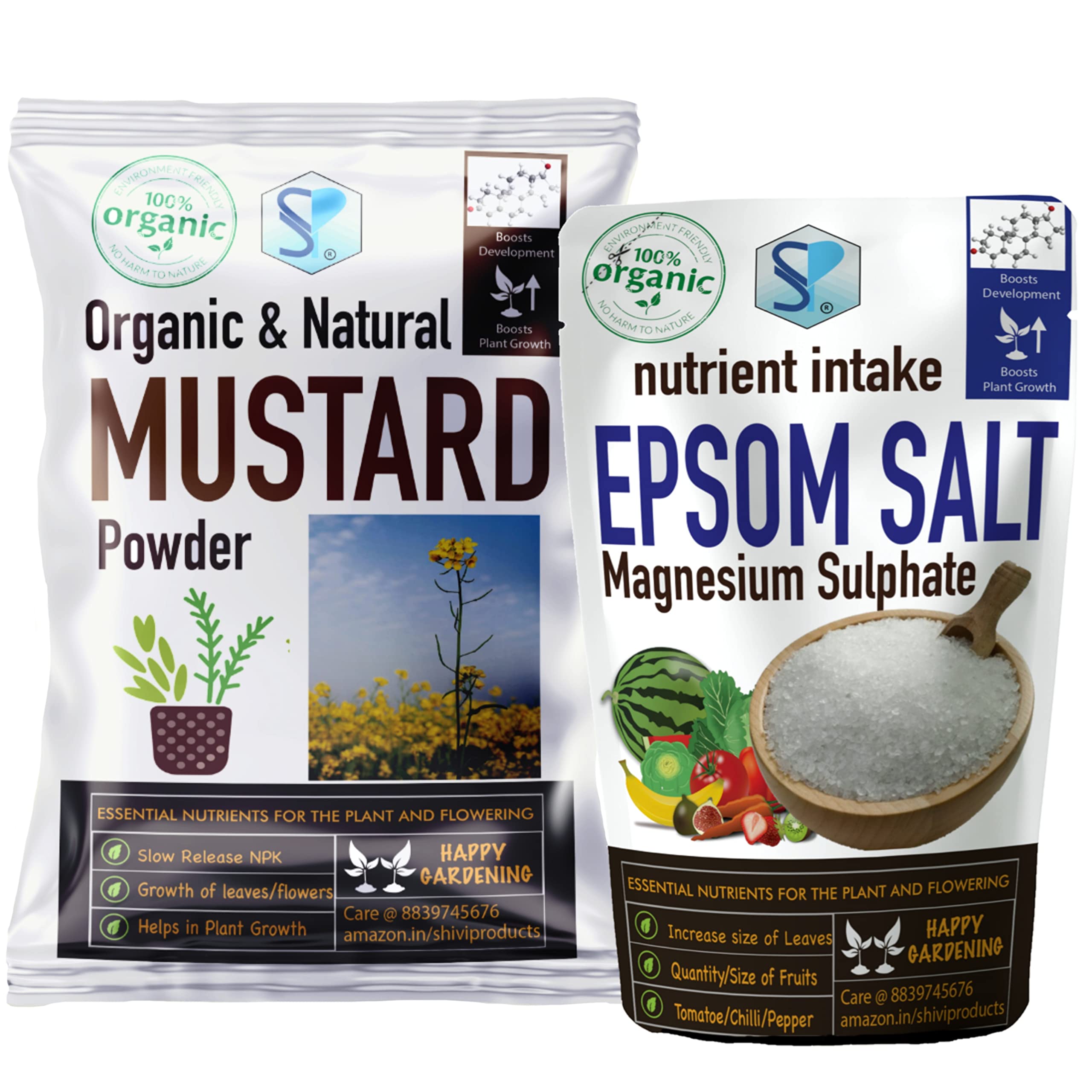 Shiviproducts Combo of Mustard Cake Powder and Epsom Salt | Fertilizer and Growth Booster for Your Plants (900 gm, 900 gm) (B07Q879LM2) Amazon Price History, Amazon Price Tracker