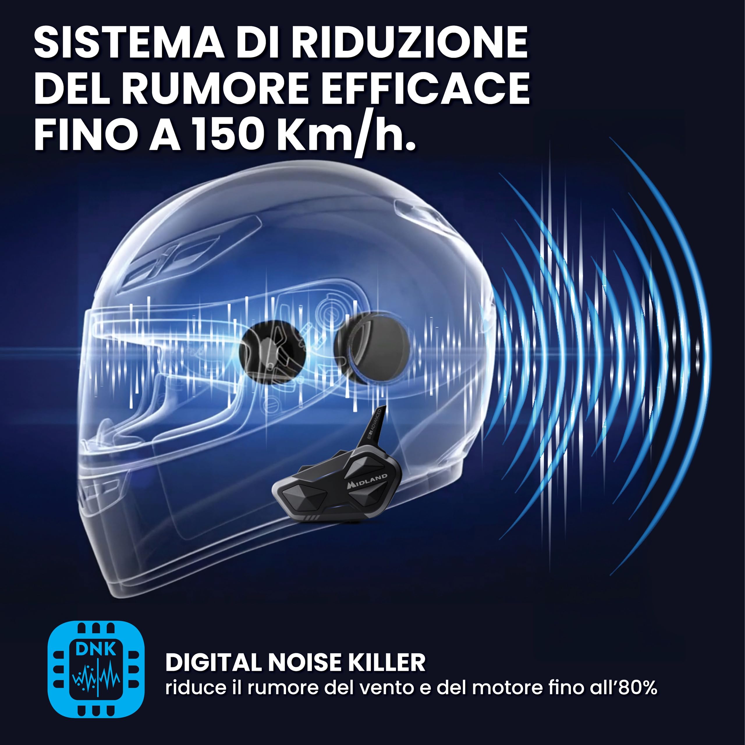 Midland BTR1 Advanced Twin Interfono Moto Bluetooth Impermeabile IPX6 1,2km 4 Persone Conference Batteria 23h Audio HD