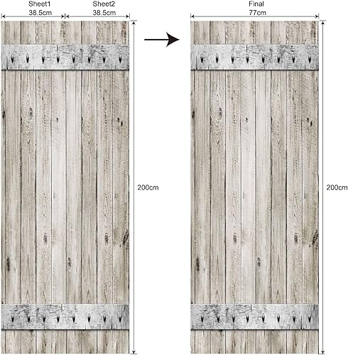 Miniatura 7 de artfanke Calcomanía de puerta con patrón de madera realista 3D para despegar y pegar, murales de puerta de madera retro, papel tapiz autoadhesivo
